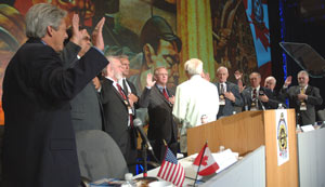 Officers being sworn in